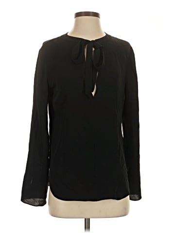 Theory Long Sleeve Silk Top (view 1)