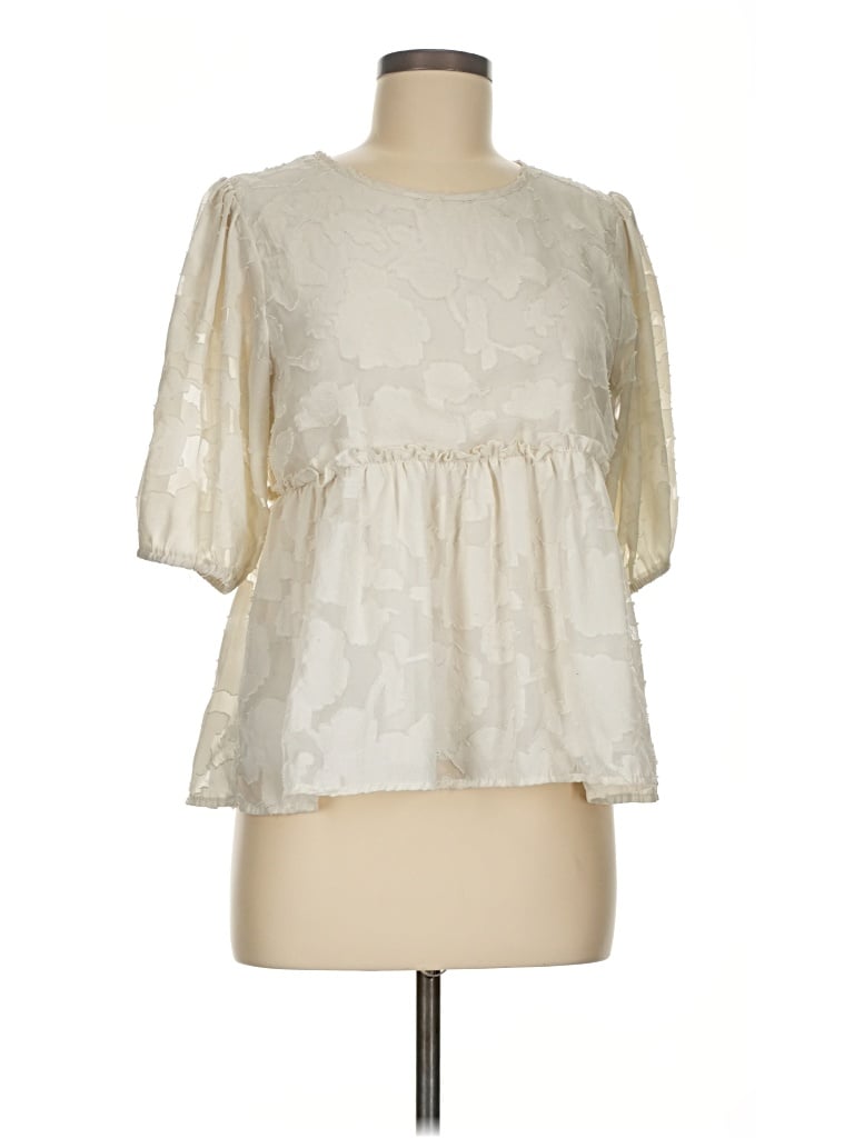 Pre-owned Mi Ami 3/4 Sleeve Blouse In Ivory