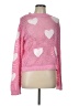 Pol 100% Polyester Hearts Pink Pullover Sweater Size L - photo 1