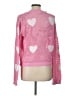 Pol 100% Polyester Hearts Pink Pullover Sweater Size L - photo 2