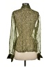 Carlisle 100% Silk Animal Print Green Long Sleeve Silk Top Size 8 - photo 2