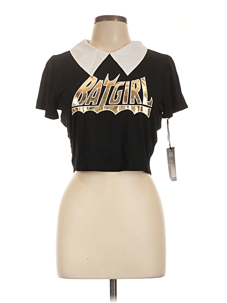 Assorted Brands Short Sleeve Top Black Keyhole Neckline Tops