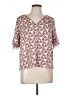 Ivanka Trump 100% Polyester Floral Ivory Short Sleeve Blouse Size L - photo 1