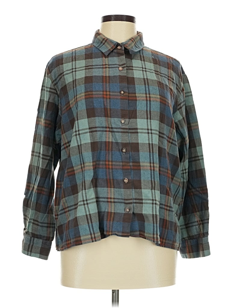 Pre-owned Talbots Long Sleeve Button Down Shirt In Teal