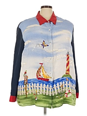 The Quacker Factory Long Sleeve Silk Top (view 1)