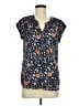 Daniel Rainn 100% Polyester Floral Blue Short Sleeve Blouse Size 8 - photo 1