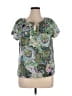 Talbots 100% Polyester Paisley Green Short Sleeve Blouse Size 16 Petite - photo 1