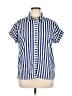Notations Stripes Blue Short Sleeve Blouse Size XL - photo 1