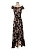 Aqua Floral Black Casual Dress Size S - photo 1