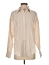 Express Stripes Tan Long Sleeve Button-Down Shirt Size S - photo 1