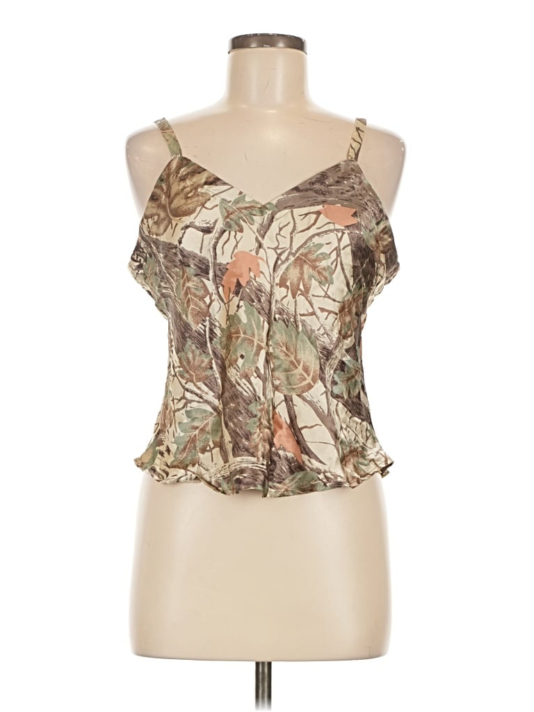 Pre-owned Cabela's Sleeveless Silk Top Brown Strapless Neckline Tops