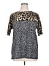 Celeste Animal Print Black Short Sleeve Top Size XL - photo 1