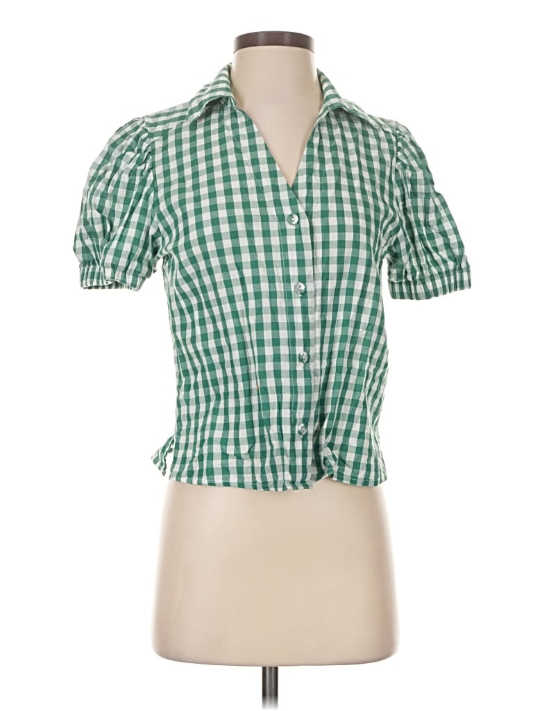 Pre-owned Pinch Short Sleeve Blouse In Green