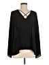 Lush 100% Polyester Black Long Sleeve Blouse Size M - photo 1
