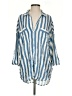 Capulet 100% Rayon Stripes Blue 3/4 Sleeve Button-Down Shirt Size S - photo 1