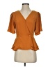 Impressions Orange Short Sleeve Blouse Size S - photo 1
