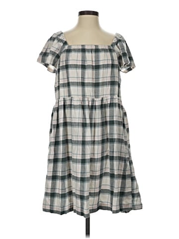 Madewell Lucie Elbow-Sleeve Smocked Mini Dress in Lebaum Plaid (view 1)