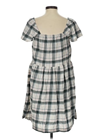 Madewell Lucie Elbow-Sleeve Smocked Mini Dress in Lebaum Plaid (view 2)