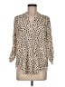 Lush 100% Polyester Animal Print Tan 3/4 Sleeve Blouse Size M - photo 1