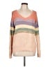 Hem & Thread 100% Cotton Color Block Pink Pullover Sweater Size L - photo 1