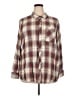 Terra & Sky 100% Viscose Plaid Tan Long Sleeve Button-Down Shirt Size 2X - photo 1