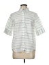 m.i.h Jeans Stripes Silver Short Sleeve Button-Down Shirt Size M - photo 1