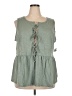 Torrid 100% Cotton Green Sleeveless Blouse Size 2X Plus (2) - photo 1
