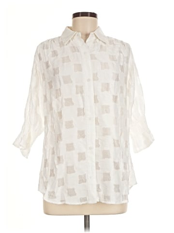 Boho Chic 3/4 Sleeve Button-Down Shirt (view 1)