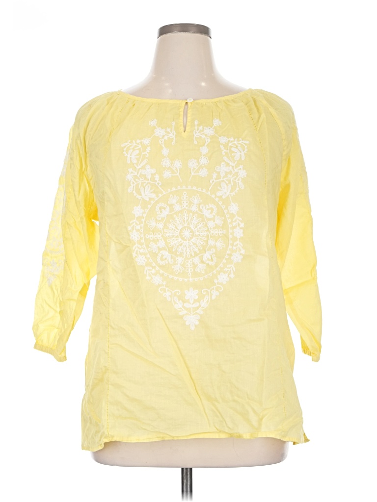 Pre-owned Chico's 3/4 Sleeve Blouse In Yellow