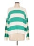 CeCe 100% Cotton Stripes Green Pullover Sweater Size L - photo 1
