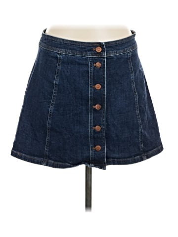 Madewell Stretch Denim A-Line Mini Skirt: Button-Front Edition (view 1)