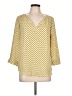 dalia 100% Polyester Polka Dots Yellow 3/4 Sleeve Blouse Size L - photo 1