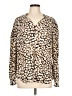 Chaus Animal Print Brown Long Sleeve Blouse Size L - photo 1