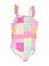 Btween 100% Polyester Checkered-gingham Pink One Piece Swimsuit Size 12 - photo 1