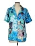 Topshop 100% Polyester Tropical Blue Short Sleeve Blouse Size 10 - photo 1
