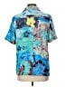 Topshop 100% Polyester Tropical Blue Short Sleeve Blouse Size 10 - photo 2