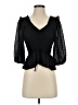 Topshop 100% Polyester Black 3/4 Sleeve Blouse Size 2 - photo 1