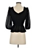 Topshop 100% Polyester Black 3/4 Sleeve Blouse Size 2 - photo 2