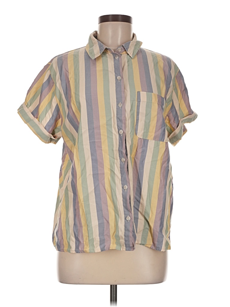 Pre-owned Universal Thread Short Sleeve Button Down Shirt In Yellow