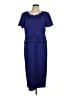 Karin Stevens 100% Polyester Solid Blue Casual Dress Size 12 Petite - photo 1