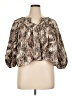 Express Animal Print Brown 3/4 Sleeve Blouse Size XL - photo 1