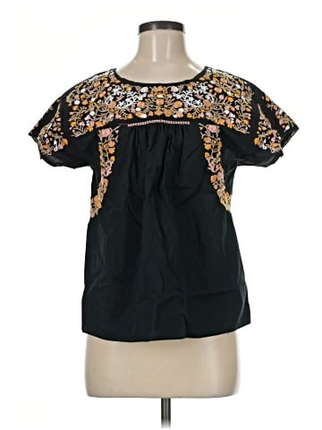 Madewell Embroidered Springtime Top in True Black (view 1)