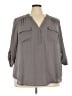 Torrid 100% Polyester Gray 3/4 Sleeve Blouse Size 3X Plus (3) - photo 1