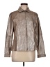 Chico's 100% Leather Metallic Silver Leather Jacket Size Med (1) - photo 1
