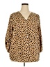 West Kei 100% Polyester Animal Print Brown 3/4 Sleeve Blouse Size XXL - photo 1