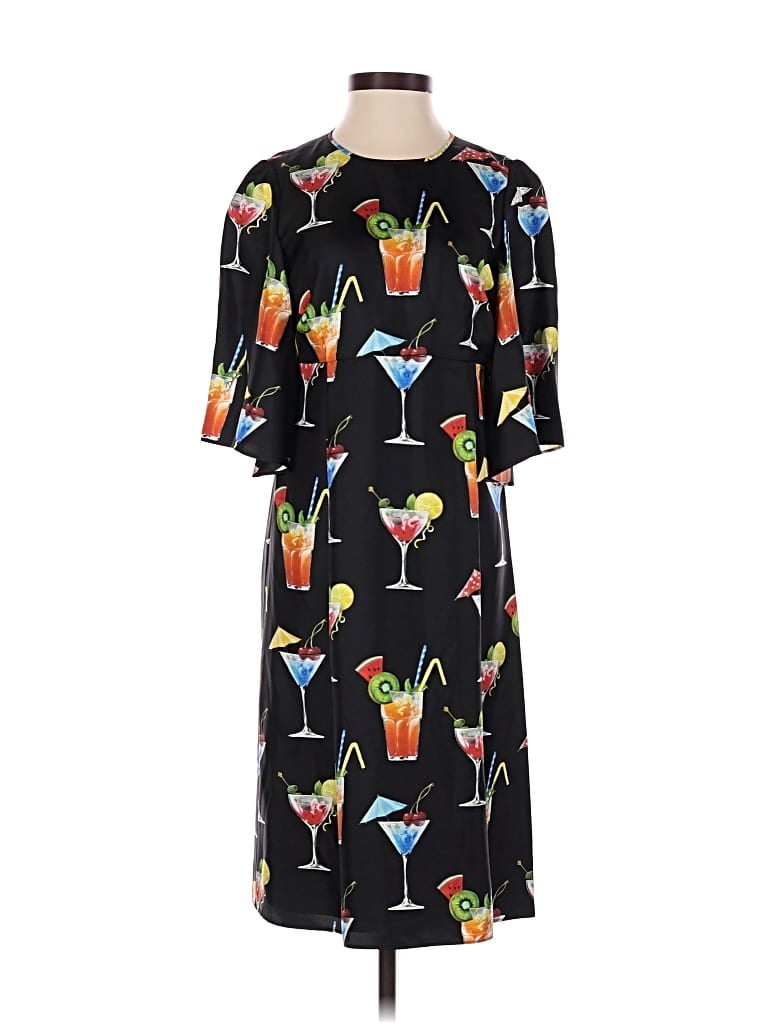 Dolce & Gabbana Silk Shift Dress, Black Print