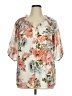 Perseption Concept Floral Ivory Short Sleeve Blouse Size 1X - photo 1