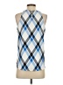 Ann Taylor 100% Polyester Argyle Blue Sleeveless Blouse Size XS - photo 2