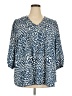 Rose + Olive 100% Polyester Blue 3/4 Sleeve Blouse Size 2X - photo 1