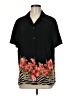 AGB 100% Polyester Tropical Black Short Sleeve Blouse Size M - photo 1